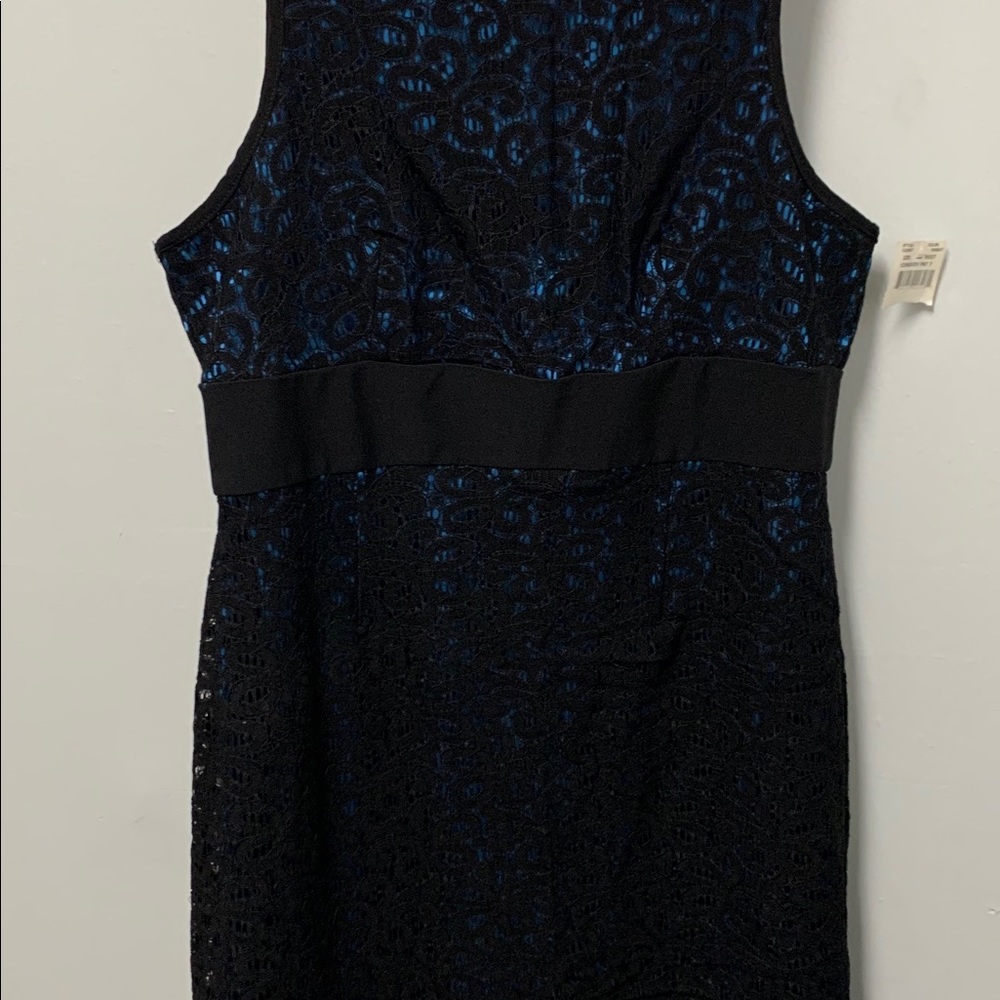 B. Smart Black Lace Dress with Blue Lining NWT